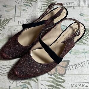 Pie Santo Women's Sparkle Slingback Heels Size 39 Made in Spain Red Glitter